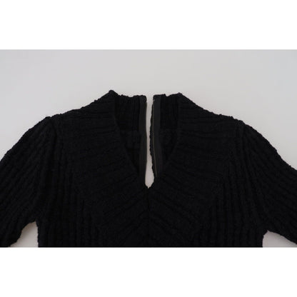 Dolce & Gabbana Black Wool Knitted Sheath Sweater Dress WOMAN DRESSES