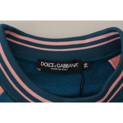 Dolce & Gabbana Blue Pink Queen Sequin Crystal Sweater