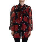 Dolce & Gabbana Black Red Sicily Bag Silk Shirt Top Blouse