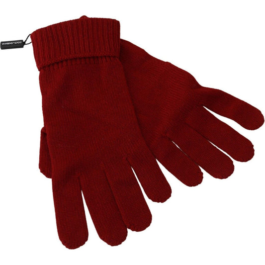 Dolce & Gabbana Red 100% Cashmere Knit Hands Mitten Mens Gloves LB3090 - 9