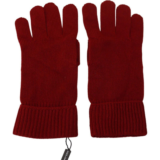 Dolce & Gabbana Red 100% Cashmere Knit Hands Mitten Mens Gloves LB3090 - 9