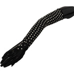 Dolce & Gabbana Black Crystal Elbow Length Cotton Tulle Gloves LB3093 - 7.5