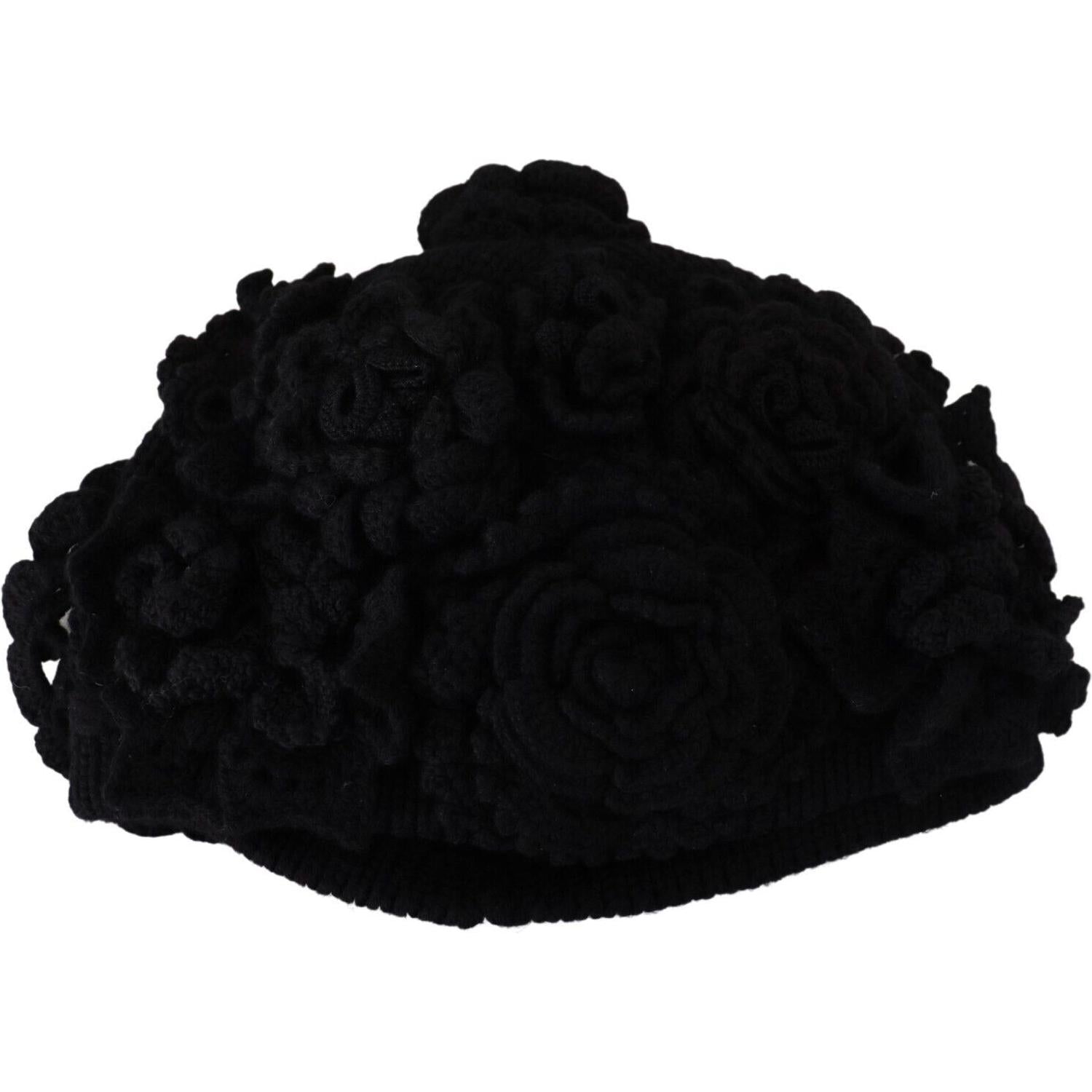 Dolce & Gabbana Black Wool Knit Winter Beanie Hat