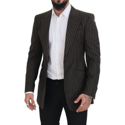 Dolce & Gabbana Black Brown Stripes Single Breasted Blazer