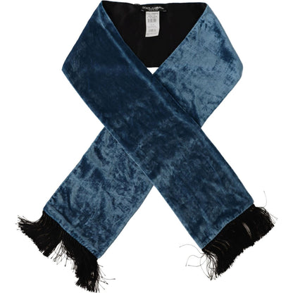 Dolce & Gabbana Blue Velvet Solid Neck Warmer Men's Shawl Scarf