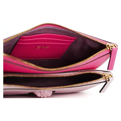 Versace Elegant Pink Leather Pouch Clutch