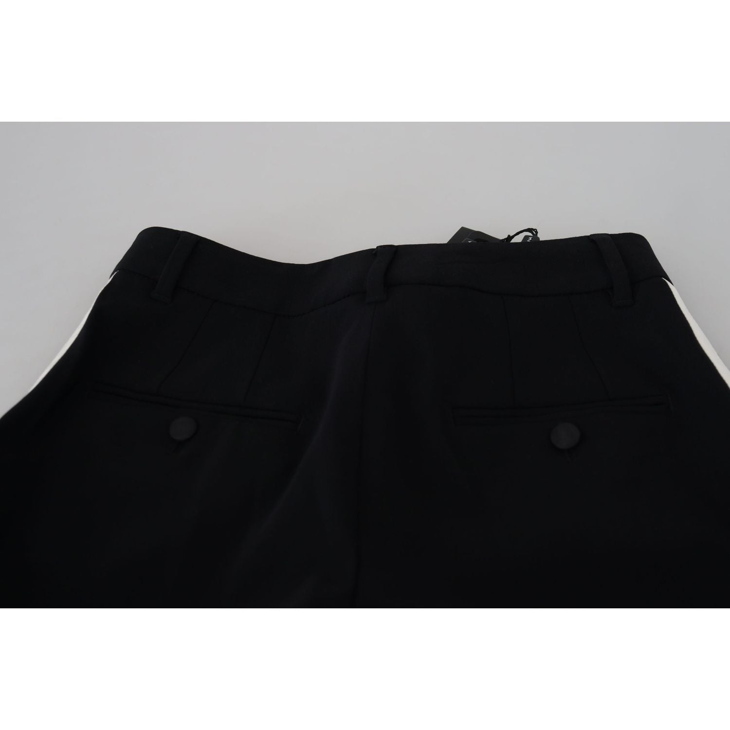 بنطلون أنيق من الصوف والحرير باللون الأسود من دولتشي آند غابانا