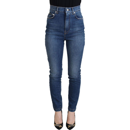 Dolce & Gabbana Blue Cotton High Waist Skinny Denim Jeans