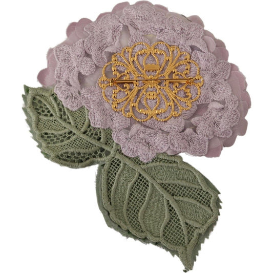 Dolce & Gabbana Purple Floral Gold Tone Brass Women Brooch SMY101435