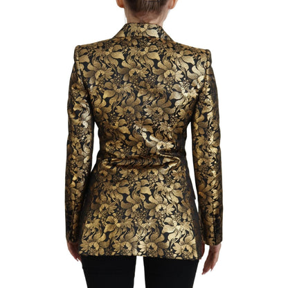 Dolce & Gabbana Black Gold Jacquard Coat Blazer Jacket