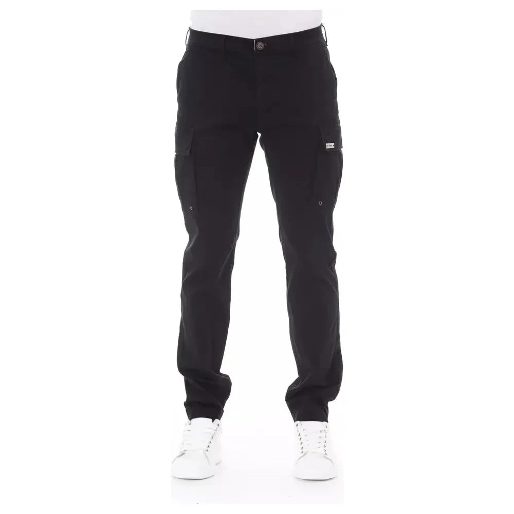 بنطلون Baldinini Trend Sleek Black Cargo - مزيج من القطن المطاطي