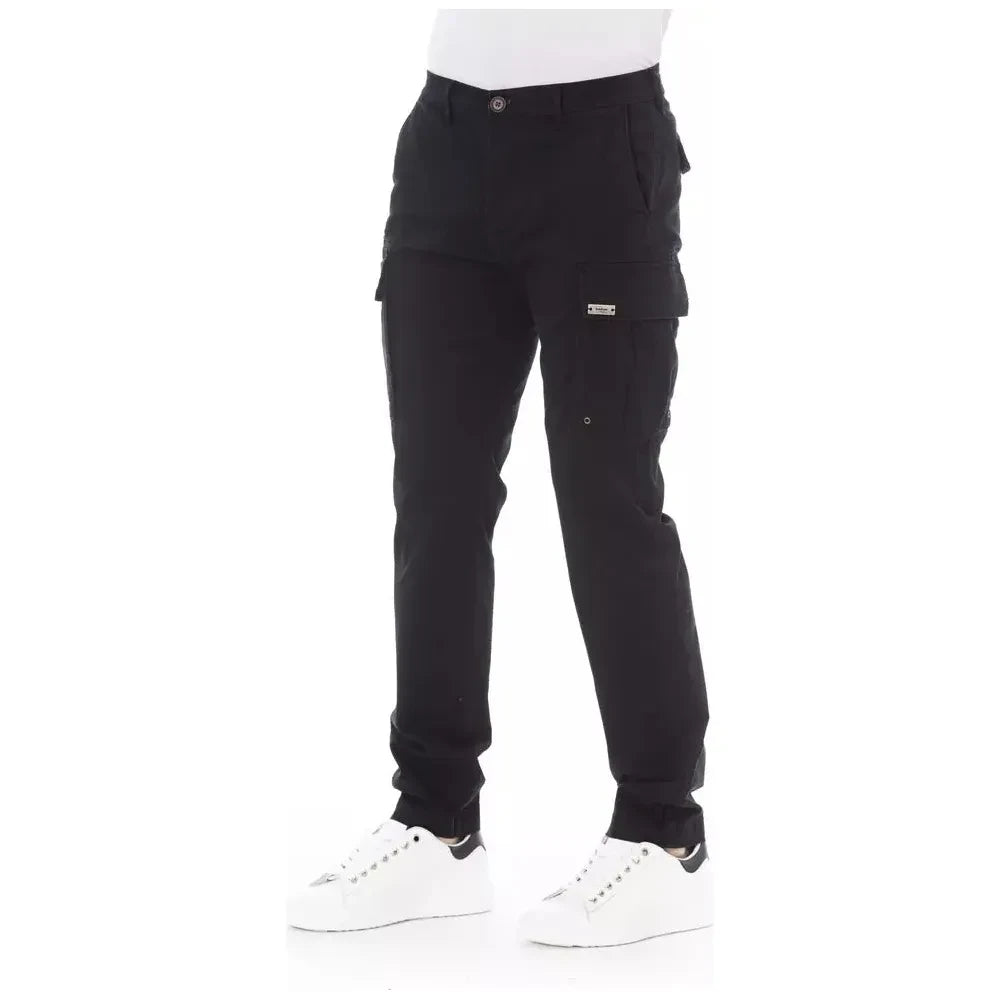 بنطلون Baldinini Trend Sleek Black Cargo - مزيج من القطن المطاطي