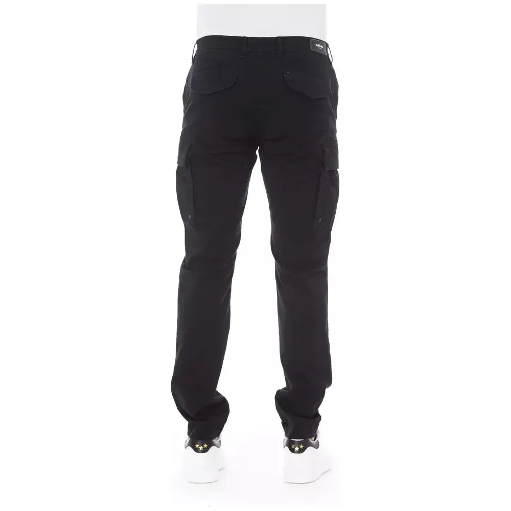 بنطلون Baldinini Trend Sleek Black Cargo - مزيج من القطن المطاطي
