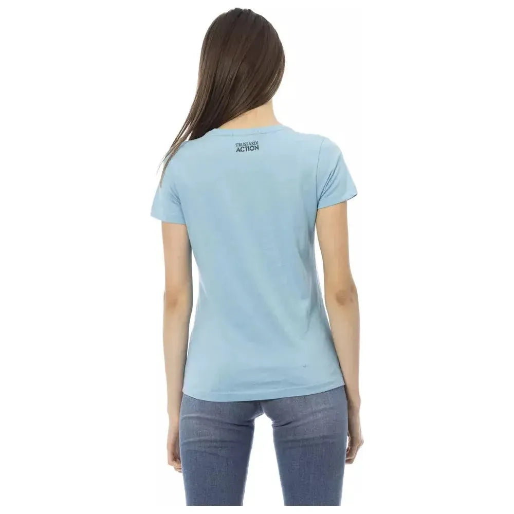 Trussardi Action Light Blue Cotton Women T-Shirt