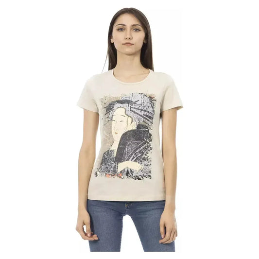 Trussardi Action Beige Cotton Women T-Shirt TR-23016-XS