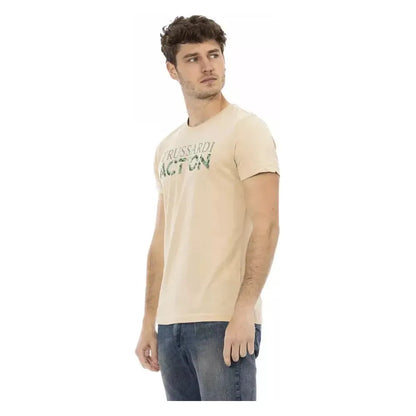 Trussardi Action Beige Cotton Men T-Shirt