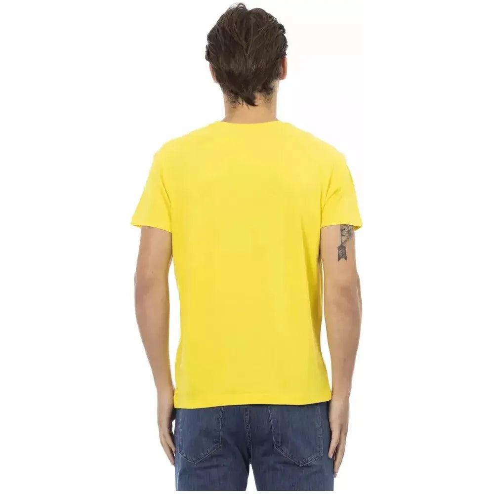Trussardi Action Yellow Cotton Men V-Neck T-Shirt