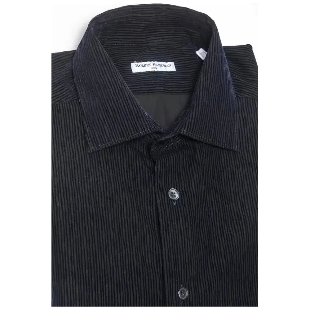 Robert Friedman Black Cotton Men Shirt