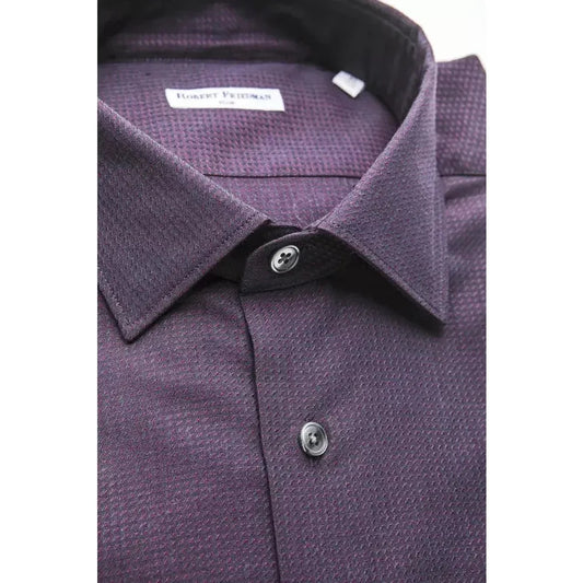 Robert Friedman Burgundy Cotton Men Shirt RO-20385-M
