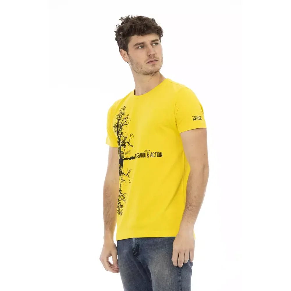 Trussardi Action Yellow Cotton Men T-Shirt