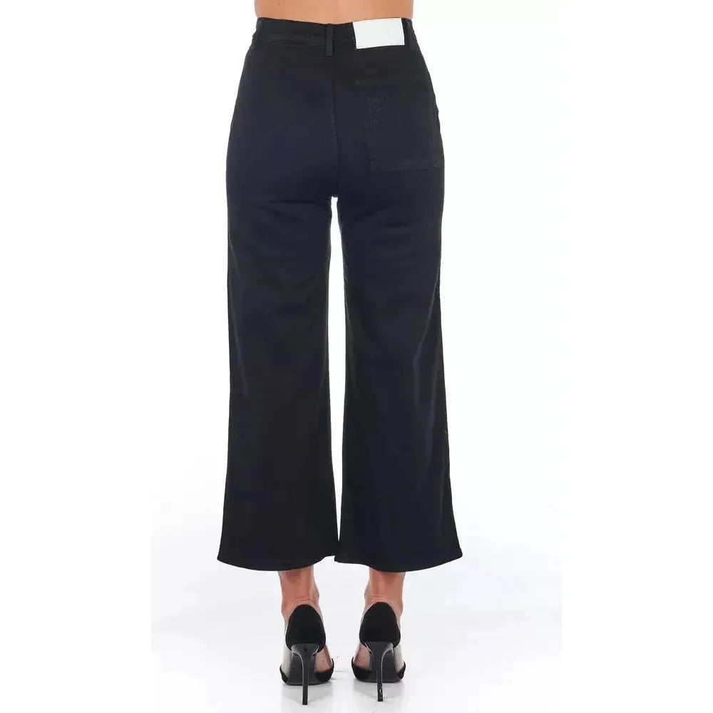 Frankie Morello Black Cotton Women Cropped Trouser FR-21691-IT40|S