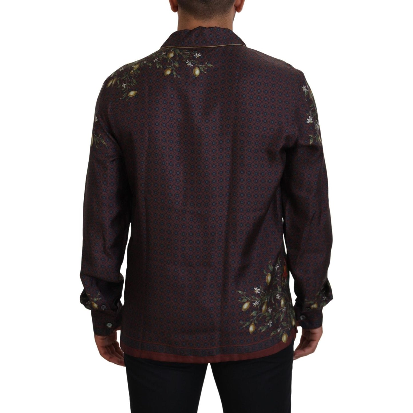 Dolce & Gabbana Bordeaux Ostrich Silk Satin Casual Mens Shirt
