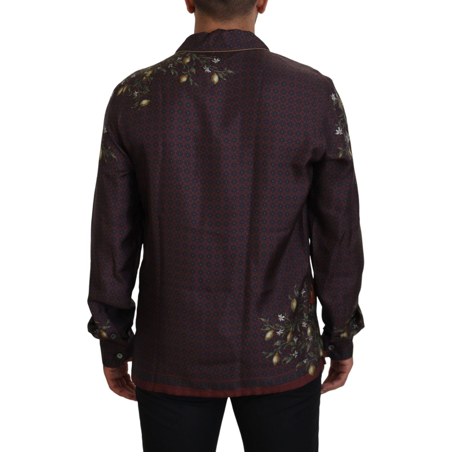 Dolce & Gabbana Bordeaux Ostrich Silk Satin Casual Mens Shirt