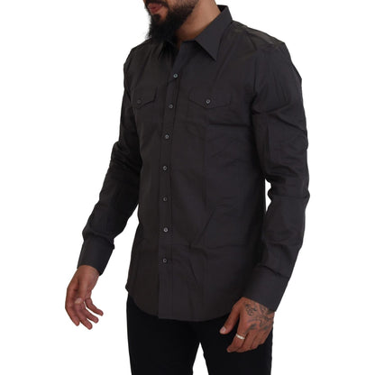 Dolce & Gabbana Gray SICILIA Slim Fit Stretch Dress Shirt