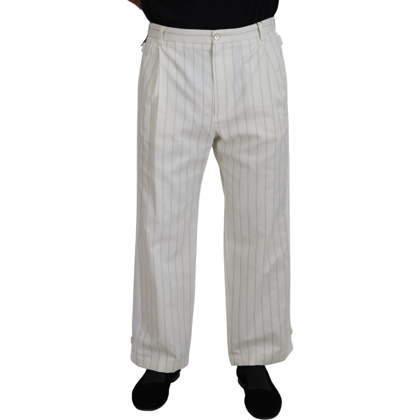 Dolce & Gabbana White Cotton Striped Formal Pants PAN73261 - 56
