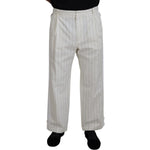 Dolce & Gabbana White Cotton Striped Formal Pants PAN73261 - 56