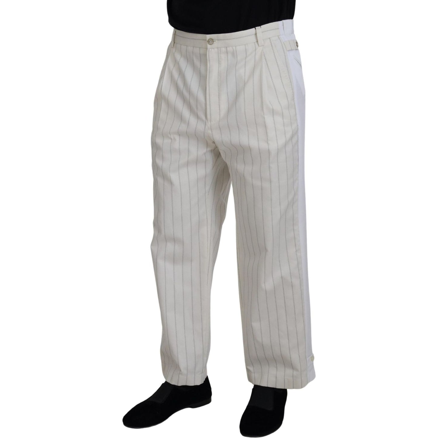 Dolce & Gabbana White Cotton Striped Formal Pants PAN73261 - 56