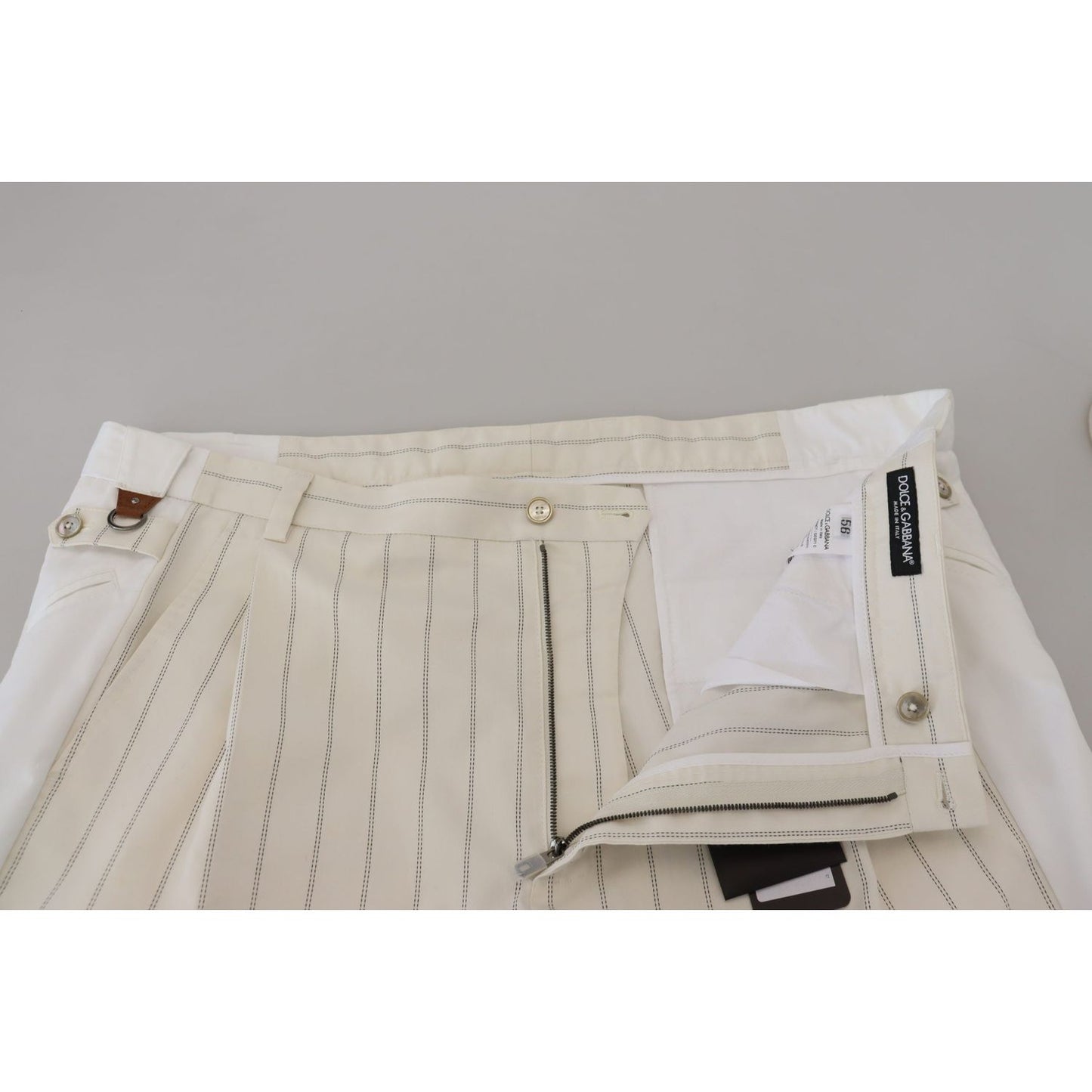 Dolce & Gabbana White Cotton Striped Formal Pants PAN73261 - 56