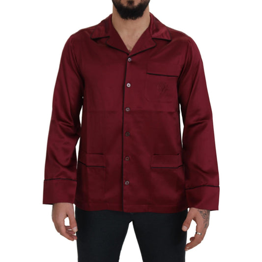 Dolce & Gabbana Red Silk Lounge Top Pajama Sleepwear Shirt TSH83053 - 37
