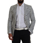 Dolce & Gabbana White Black Striped Slim Fit Jacket Blazer KOS2122-44