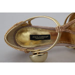 Dolce & Gabbana Pink Crystal T-strap Heels Pumps Shoes LA10020 - 36