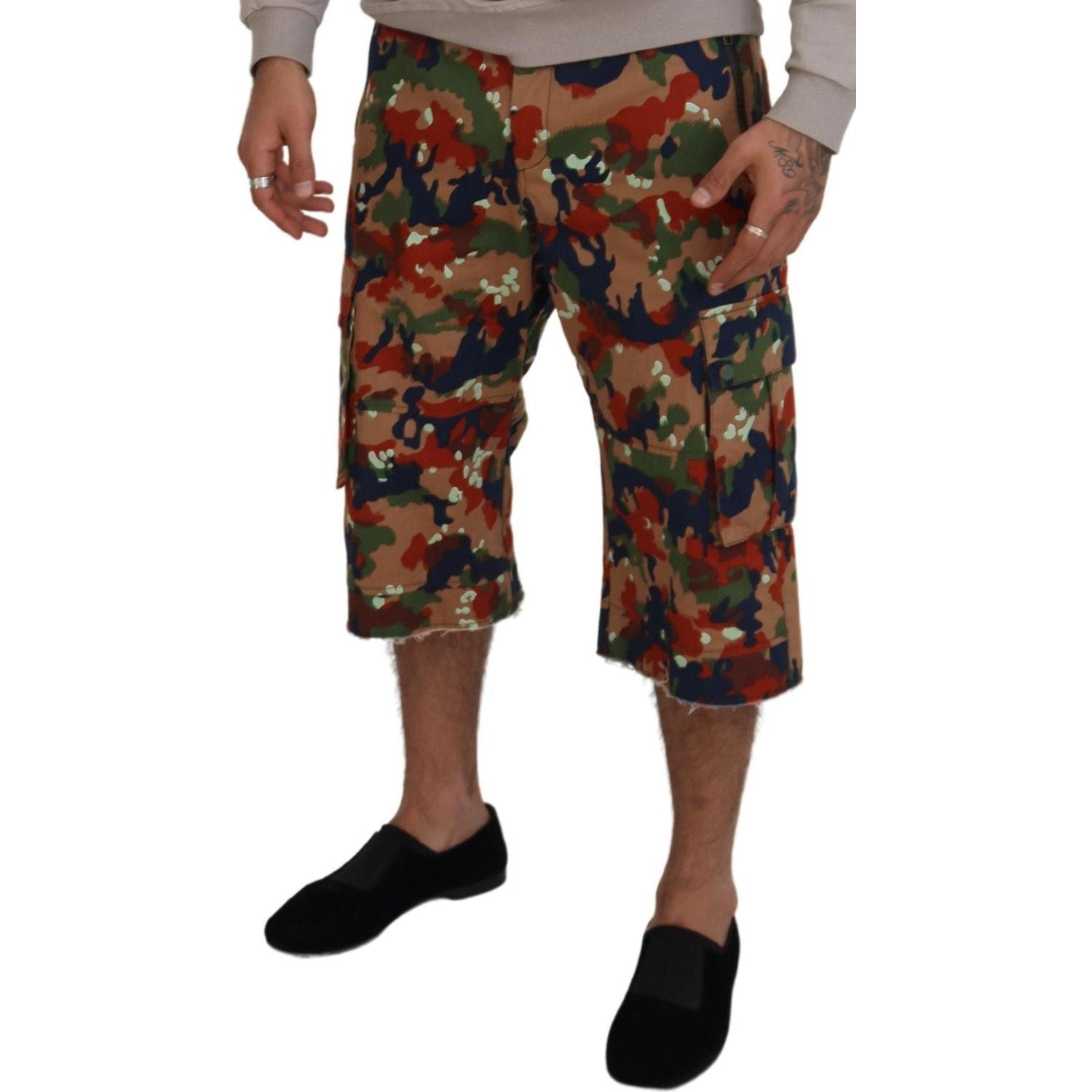 Dolce & Gabbana Multicolor Cotton Camouflaged Cargo Shorts