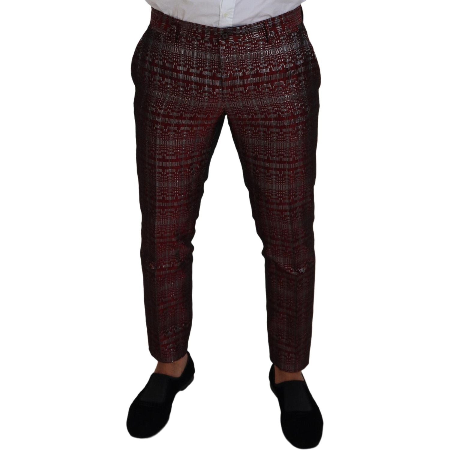 بدلة دولتشي آند غابانا بوردو فانتازي سليم فيت من قطعتين