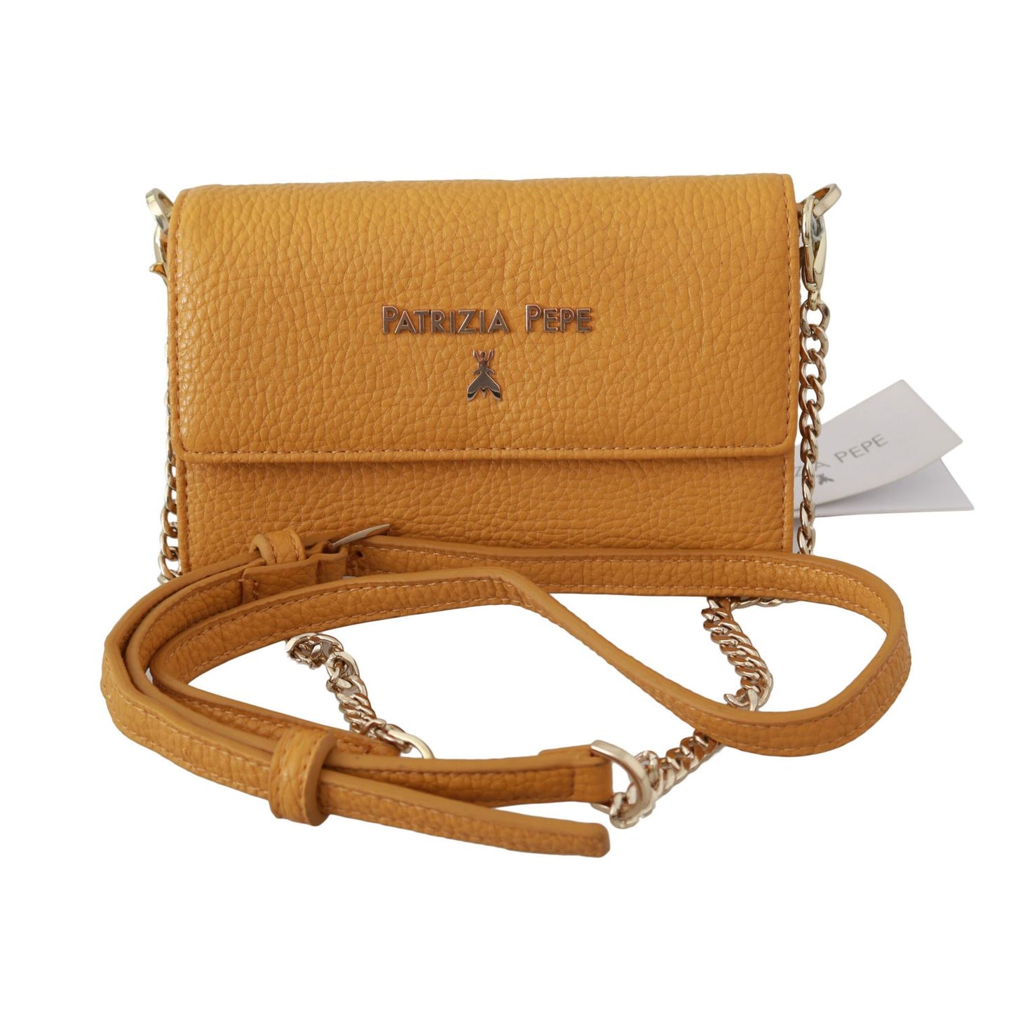Patrizia Pepe Yellow Logo Leather Shoulder Strap Sling Bag
