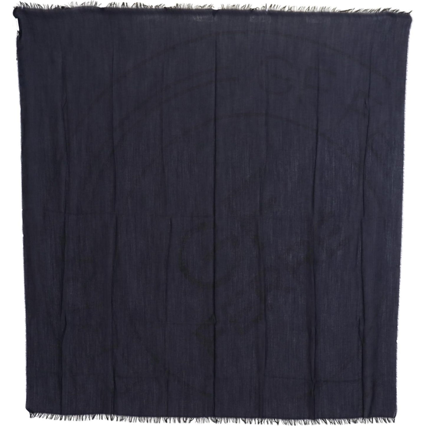 GF Ferre Dark Blue Wool Neck Wrap Shawl Fringes Scarf