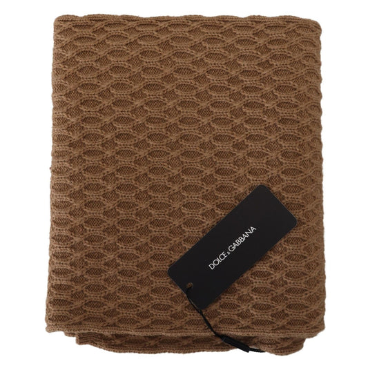 Dolce & Gabbana Dark Brown Wrap Shawl Knitted Camel Scarf