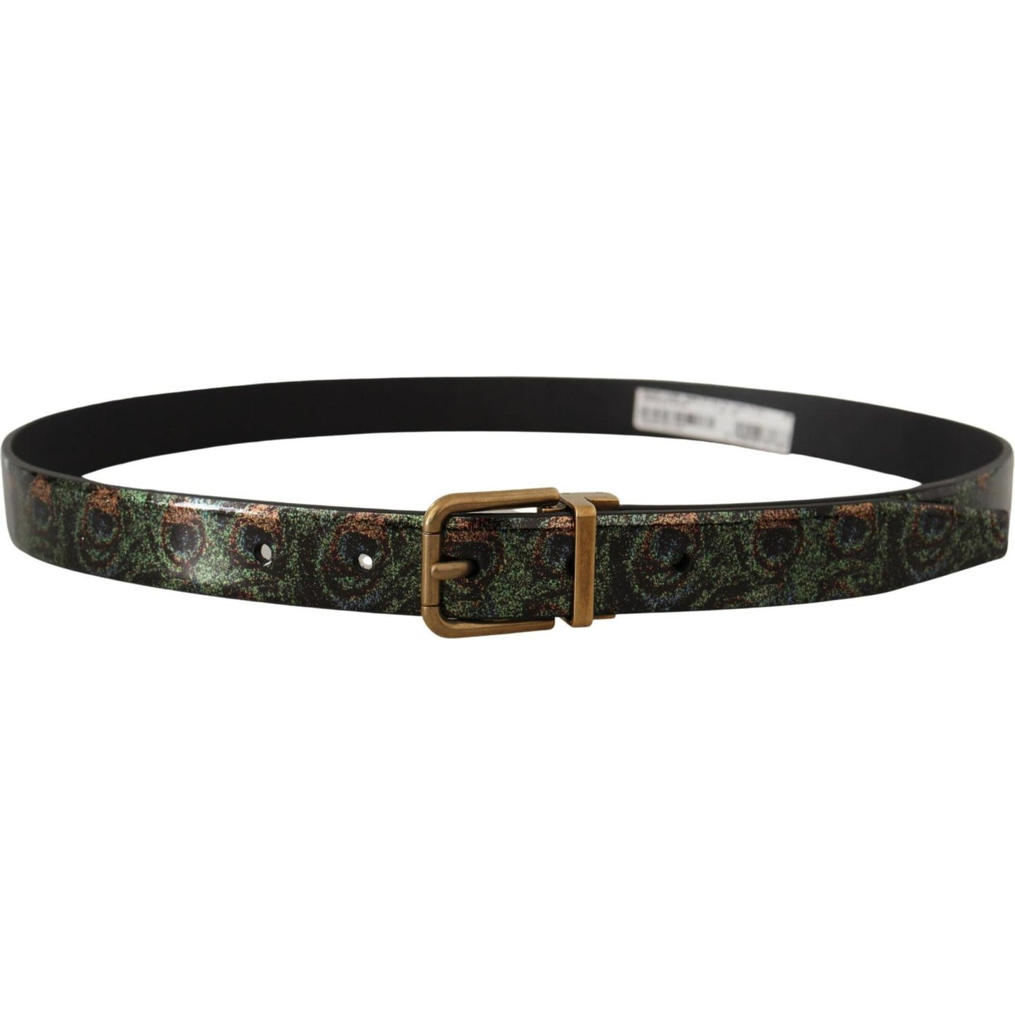 Dolce & Gabbana Multicolor Leather Vernice Pavone Bronze Metal Belt BEL8460- 90