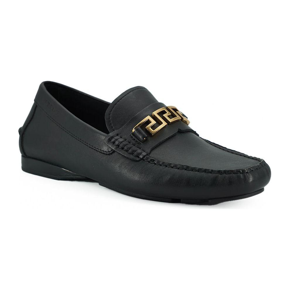 Versace Elegant Black Calf Leather Men's Loafers