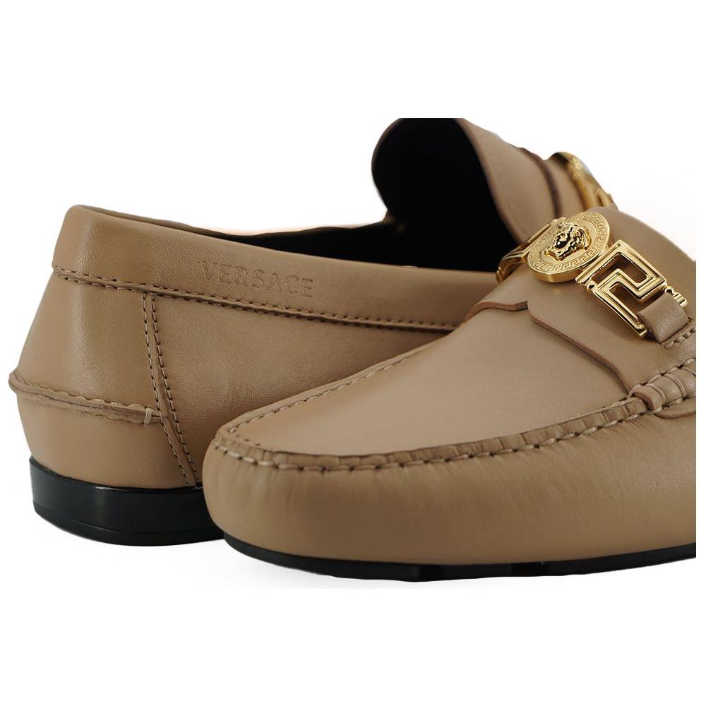 Versace Exquisite Medusa Gold-Tone Leather Loafers 8056204197888