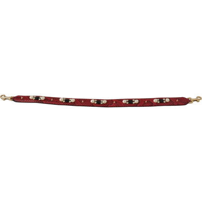 Dolce & Gabbana Red Exotic Leather Crystals Bag Shoulder Strap