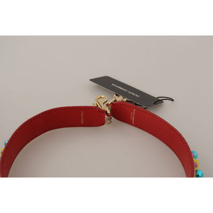 Dolce & Gabbana Beige Python Leather Crystals Shoulder Strap