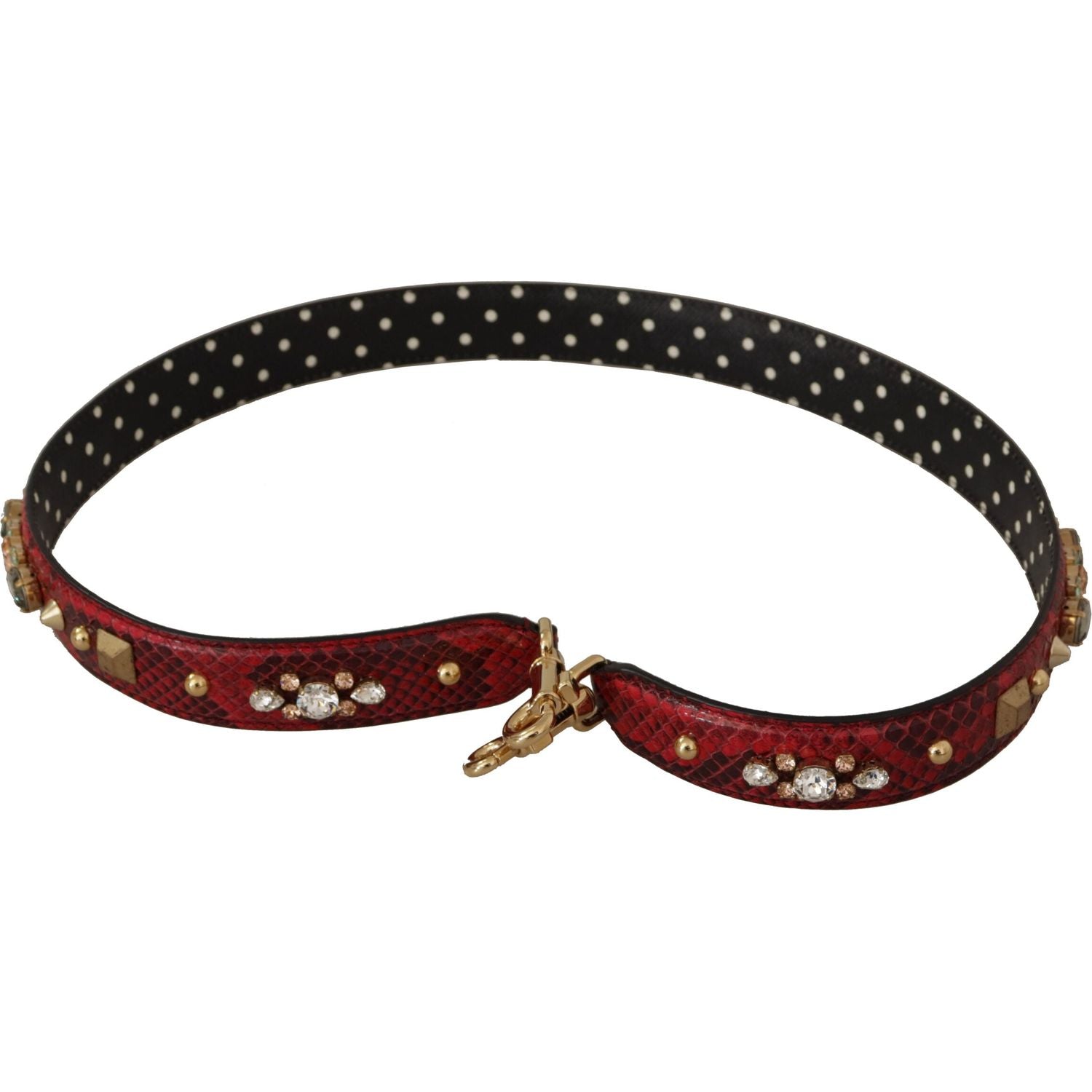 Dolce & Gabbana Red Python Leather Crystals Reversible Shoulder Strap