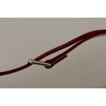 Dolce & Gabbana Red Velvet Silver Logo Engraved Metal Buckle Belt BEL8672 - 75