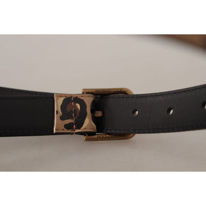 Dolce & Gabbana Brown Leopard Print Vintage Metal Waist Buckle Belt