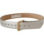 Dolce & Gabbana Silver Leather Gold Tone Logo Metal Waist Buckle Belt wmb167 - 65