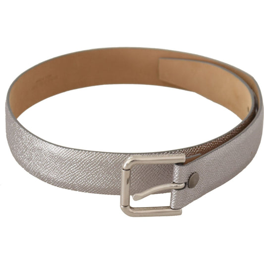 Dolce & Gabbana Metallic Silver Leather Metal Waist Buckle Belt WMB247 - 65